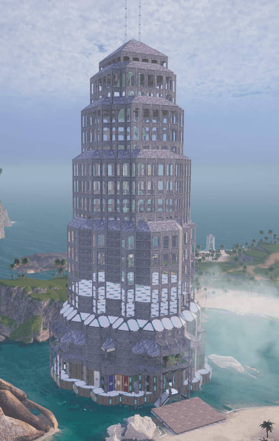 鯨魚伺服器玩家建築：海上高塔
